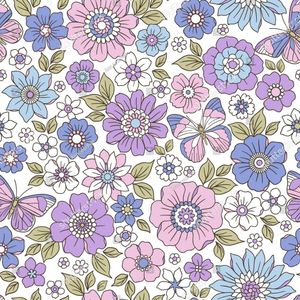 Hovedbilde Retro blomster blålilla